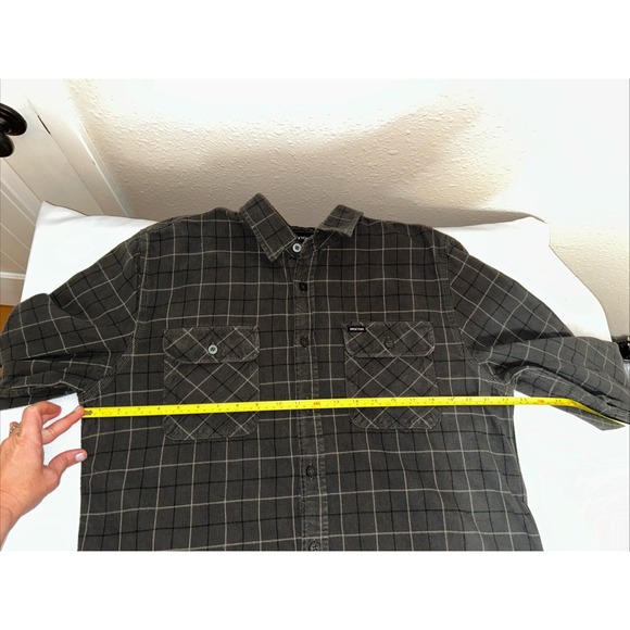 Brixton Men's Large Standard Fit/Bowery Long Sleeve Gray Black Plaid - Picture 6 of 6
